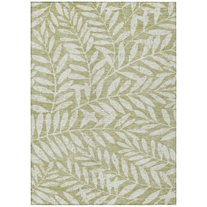 HomeRoots 5' Timeless Artichoke Green & Ivory Floral Area Rug - Stylish, Washable for Indoor & Outdoor Use 8' X 10' 593471