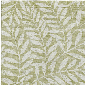 Homeroots 3' Artichoke Green And Ivory Floral Washable Area Rug For Indoor And Outdoor Spaces, Durable Design 8' X 10' Polyester 593471