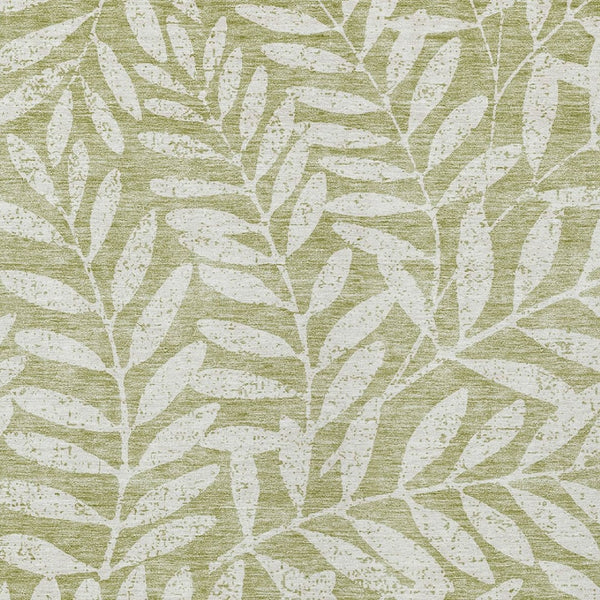Homeroots 3' Artichoke Green And Ivory Floral Washable Area Rug For Indoor And Outdoor Spaces, Durable Design 9' X 12' Polyester 593472
