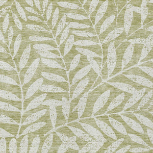 Homeroots 3' Artichoke Green And Ivory Floral Washable Area Rug For Indoor And Outdoor Spaces, Durable Design 10' X 14' Polyester 593473
