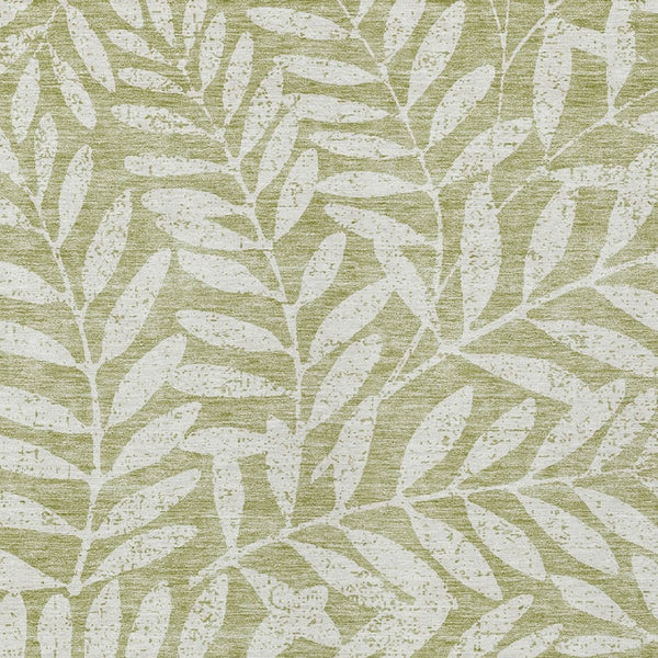 Homeroots 3' Artichoke Green And Ivory Floral Washable Area Rug For Indoor And Outdoor Spaces, Durable Design 10' X 14' Polyester 593473