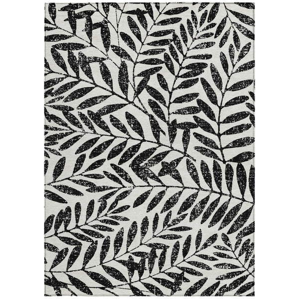 Homeroots 3' Artichoke Green And Ivory Floral Washable Area Rug For Indoor And Outdoor Spaces, Durable Design 3' X 5' Polyester 593474