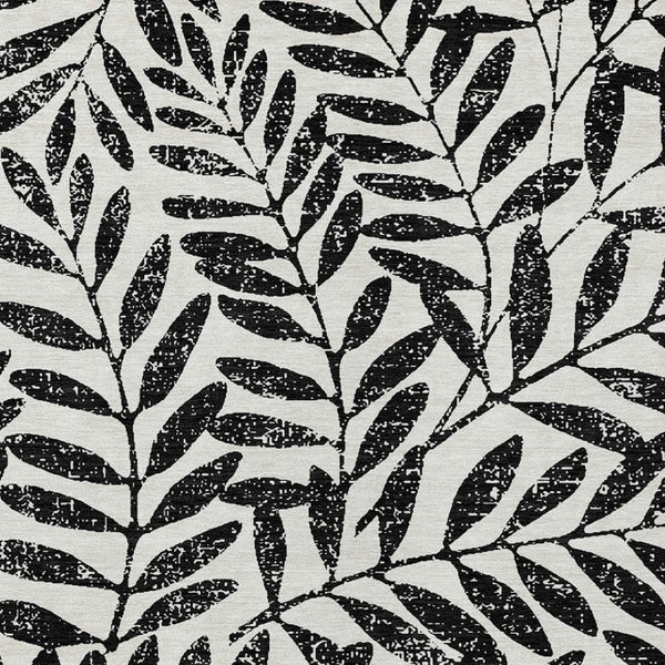 Homeroots 3' Artichoke Green And Ivory Floral Washable Area Rug For Indoor And Outdoor Spaces, Durable Design 5' X 8' Polyester 593475