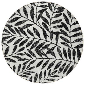 Homeroots 3' Artichoke Green And Ivory Floral Washable Area Rug For Indoor And Outdoor Spaces, Durable Design 8' Round Polyester 593476
