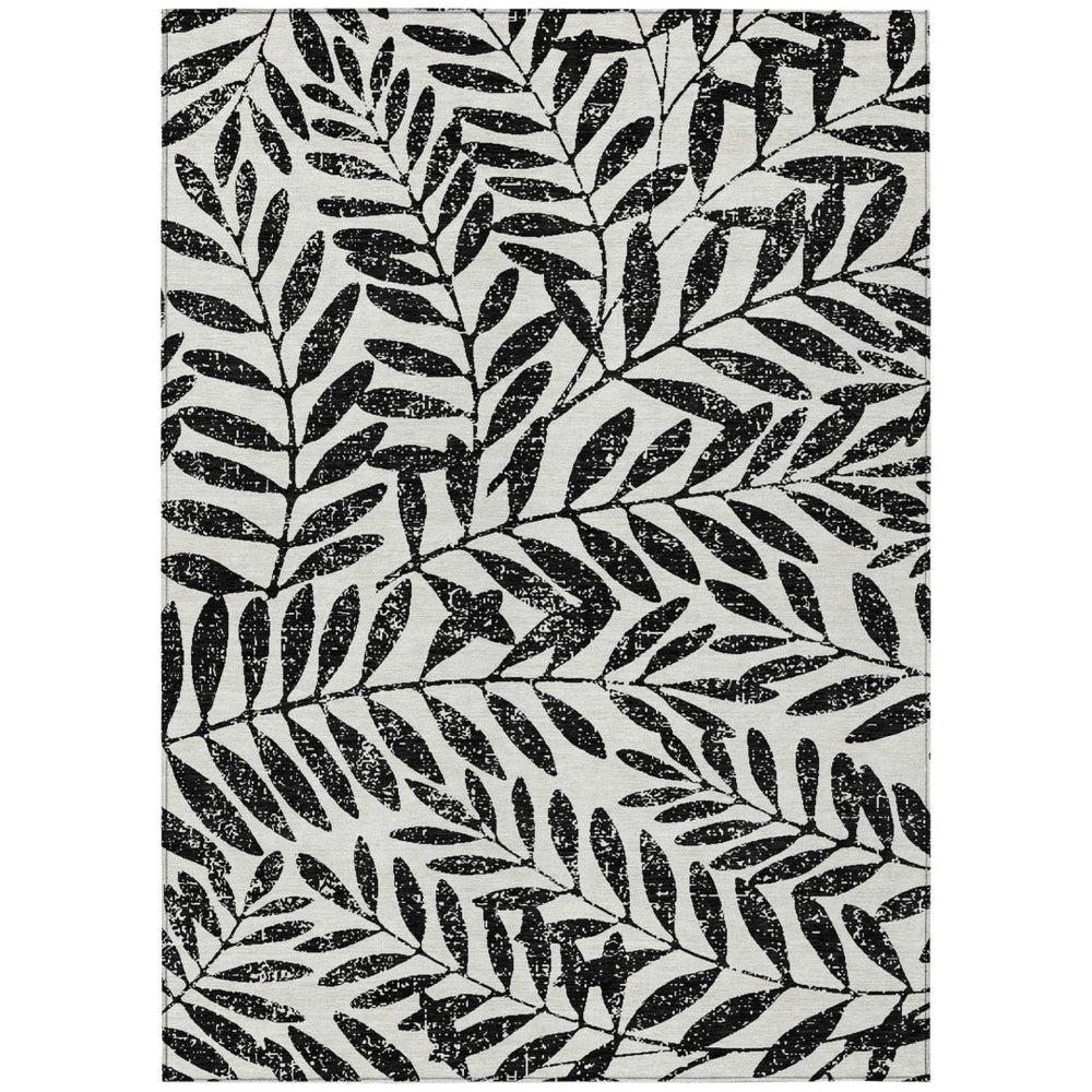 HomeRoots 9' Elegant Black and Ivory Floral Indoor Outdoor Area Rug - Durable, Washable, Stylish Decor Piece 9' X 12' 593478