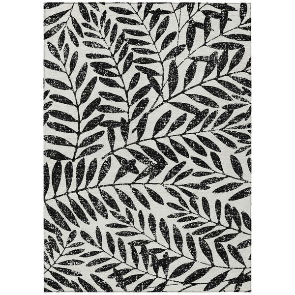 HomeRoots 9' Elegant Black and Ivory Floral Indoor Outdoor Area Rug - Durable, Washable, Stylish Decor Piece 9' X 12' 593478
