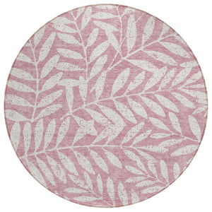 HomeRoots 5' Blush and Ivory Floral Indoor-Outdoor Area Rug – Durable, Washable, Elegant Design for Any Space 8' Round 593482