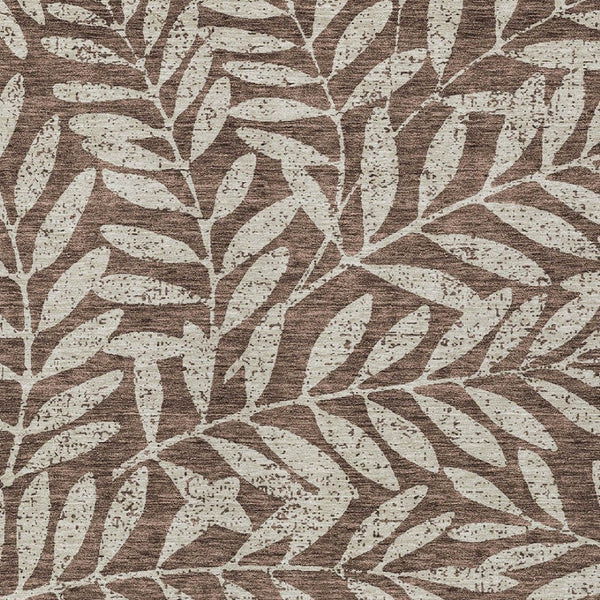 Homeroots 3' Artichoke Green And Ivory Floral Washable Area Rug For Indoor And Outdoor Spaces, Durable Design 5' X 8' Polyester 593487