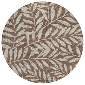 HomeRoots 5' Durable Floral Indoor Outdoor Area Rug - Stain-Resistant, Washable, Perfect for High-Traffic Spaces 8' Round 593488