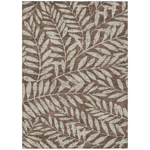 HomeRoots 9' Brown and Beige Floral Washable Area Rug - Durable Indoor Outdoor Design for All Spaces 9' X 12' 593490