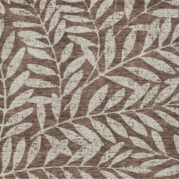 Homeroots 3' Artichoke Green And Ivory Floral Washable Area Rug For Indoor And Outdoor Spaces, Durable Design 9' X 12' Polyester 593490