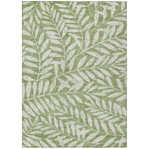HomeRoots 5' Stylish Green and Ivory Floral Washable Area Rug for Indoor and Outdoor Spaces – Durable & Easy Care 8' X 10' 593495