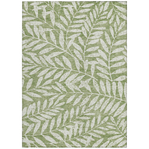 Homeroots 3' Artichoke Green And Ivory Floral Washable Area Rug For Indoor And Outdoor Spaces, Durable Design 10' X 14' Polyester 593497