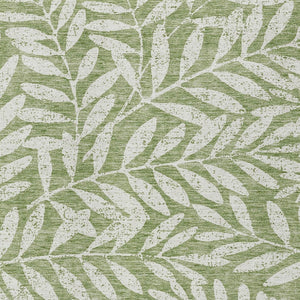 Homeroots 3' Artichoke Green And Ivory Floral Washable Area Rug For Indoor And Outdoor Spaces, Durable Design 10' X 14' Polyester 593497