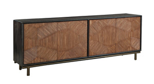 Basset Mirror Keir Server: Elegant Mango Wood Design With Adjustable Shelves & Geometric Patterned Doors Brown Wood 5935-dr-576