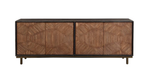 Basset Mirror Keir Server: Elegant Mango Wood Design With Adjustable Shelves & Geometric Patterned Doors Brown Wood 5935-dr-576