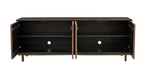 Basset Mirror Keir Server: Elegant Mango Wood Design With Adjustable Shelves & Geometric Patterned Doors Brown Wood 5935-dr-576