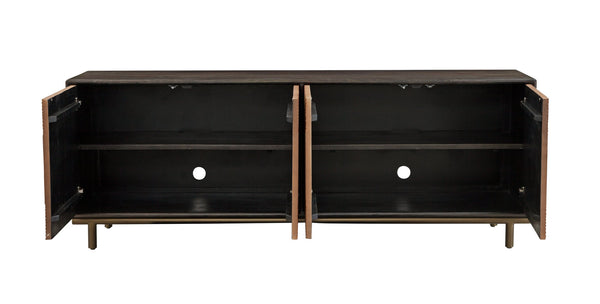 Basset Mirror Keir Server: Elegant Mango Wood Design With Adjustable Shelves & Geometric Patterned Doors Brown Wood 5935-dr-576