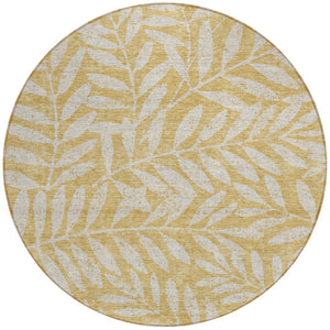 Homeroots 3' Artichoke Green And Ivory Floral Washable Area Rug For Indoor And Outdoor Spaces, Durable Design 8' Round Polyester 593500
