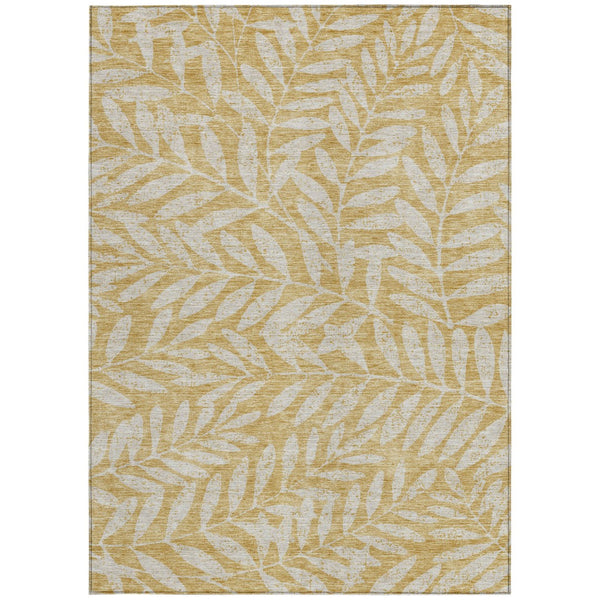 Homeroots 3' Artichoke Green And Ivory Floral Washable Area Rug For Indoor And Outdoor Spaces, Durable Design 9' X 12' Polyester 593502