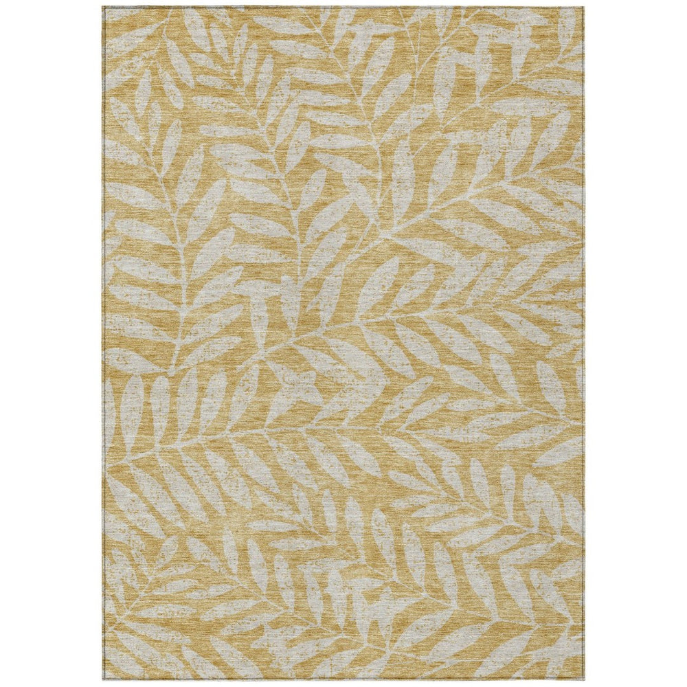 HomeRoots 9' Gold and Gray Floral Area Rug - Durable, Washable Design for Indoor and Outdoor Spaces, Practical Elegance 9' X 12' 593502