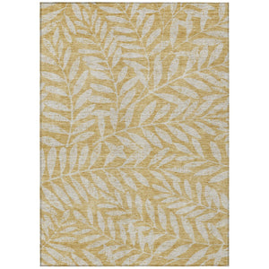 HomeRoots 9' Gold and Gray Floral Area Rug - Durable, Washable Design for Indoor and Outdoor Spaces, Practical Elegance 9' X 12' 593502