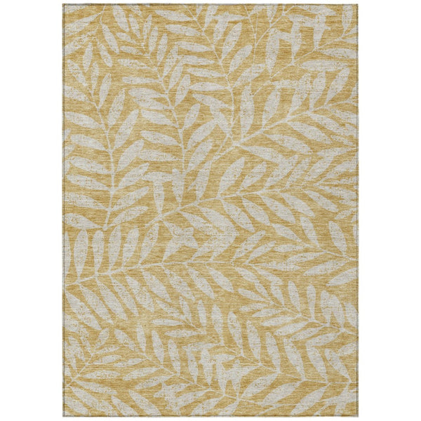 HomeRoots 9' Gold and Gray Floral Area Rug - Durable, Washable Design for Indoor and Outdoor Spaces, Practical Elegance 9' X 12' 593502