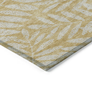 HomeRoots 9' Gold and Gray Floral Area Rug - Durable, Washable Design for Indoor and Outdoor Spaces, Practical Elegance 9' X 12' 593502