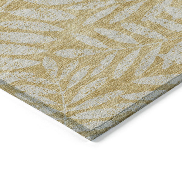 HomeRoots 9' Gold and Gray Floral Area Rug - Durable, Washable Design for Indoor and Outdoor Spaces, Practical Elegance 9' X 12' 593502