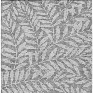 Homeroots 3' Artichoke Green And Ivory Floral Washable Area Rug For Indoor And Outdoor Spaces, Durable Design 5' X 8' Polyester 593505
