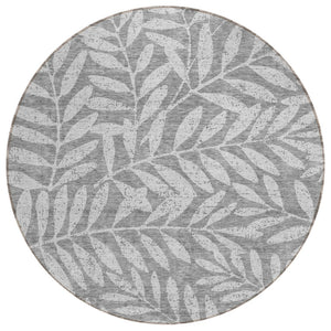 HomeRoots 5' Gray and Light Gray Floral Washable Area Rug - Durable, Stylish Design for Indoor or Outdoor Use 8' Round 593506