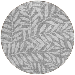 Homeroots 3' Artichoke Green And Ivory Floral Washable Area Rug For Indoor And Outdoor Spaces, Durable Design 8' Round Polyester 593506