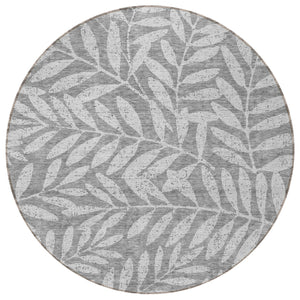 Homeroots 3' Artichoke Green And Ivory Floral Washable Area Rug For Indoor And Outdoor Spaces, Durable Design 8' Round Polyester 593506
