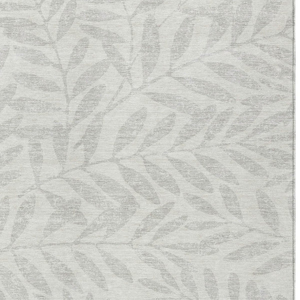 Homeroots 3' Artichoke Green And Ivory Floral Washable Area Rug For Indoor And Outdoor Spaces, Durable Design 5' X 8' Polyester 593511