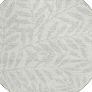 Homeroots 3' Artichoke Green And Ivory Floral Washable Area Rug For Indoor And Outdoor Spaces, Durable Design 8' Round Polyester 593512