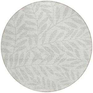 Homeroots 3' Artichoke Green And Ivory Floral Washable Area Rug For Indoor And Outdoor Spaces, Durable Design 8' Round Polyester 593512