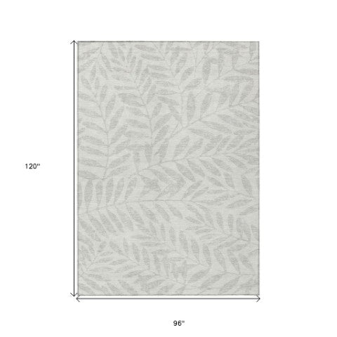 Homeroots 3' Artichoke Green And Ivory Floral Washable Area Rug For Indoor And Outdoor Spaces, Durable Design 8' X 10' Polyester 593513