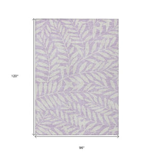 Homeroots 3' Artichoke Green And Ivory Floral Washable Area Rug For Indoor And Outdoor Spaces, Durable Design 8' X 10' Polyester 593519