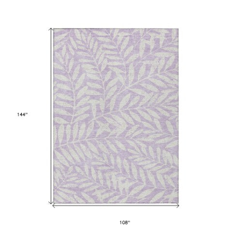 Homeroots 3' Artichoke Green And Ivory Floral Washable Area Rug For Indoor And Outdoor Spaces, Durable Design 9' X 12' Polyester 593520