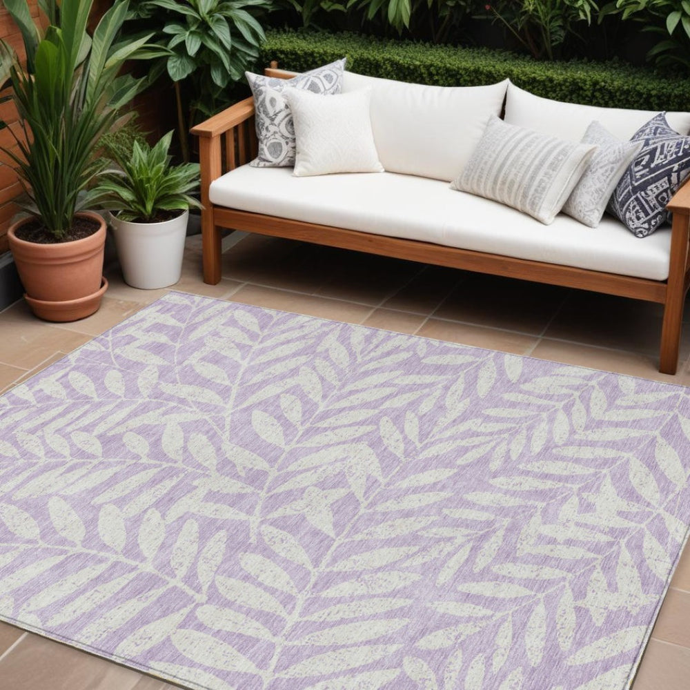 HomeRoots 9' Elegant Floral Lavender and Ivory Area Rug – Durable, Washable for Indoor and Outdoor Spaces 9' X 12' 593520