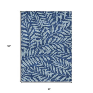 Homeroots 3' Artichoke Green And Ivory Floral Washable Area Rug For Indoor And Outdoor Spaces, Durable Design 8' X 10' Polyester 593525