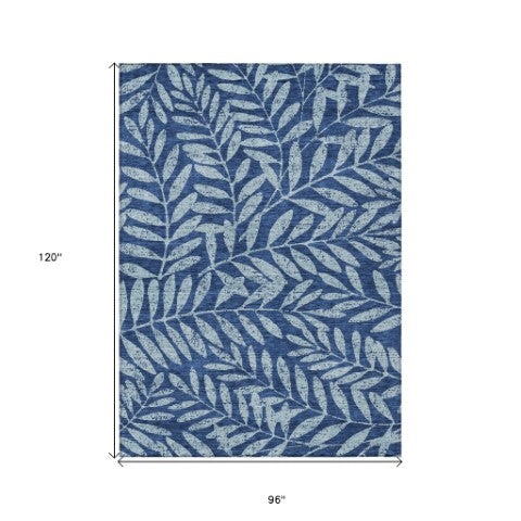 Homeroots 3' Artichoke Green And Ivory Floral Washable Area Rug For Indoor And Outdoor Spaces, Durable Design 8' X 10' Polyester 593525