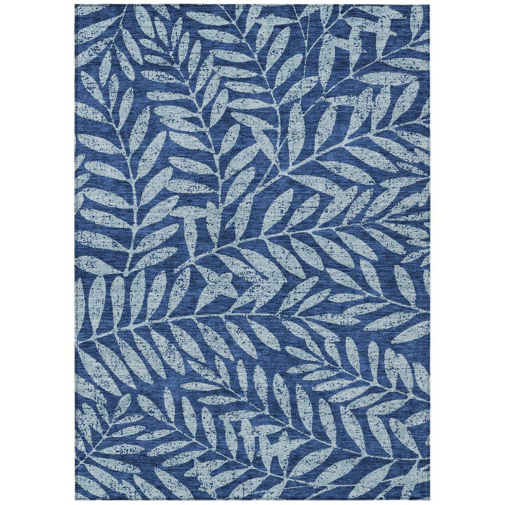 HomeRoots 9' Navy and Light Blue Floral Indoor Outdoor Area Rug - Durable, Washable, Perfect for Any Space 9' X 12' 593526