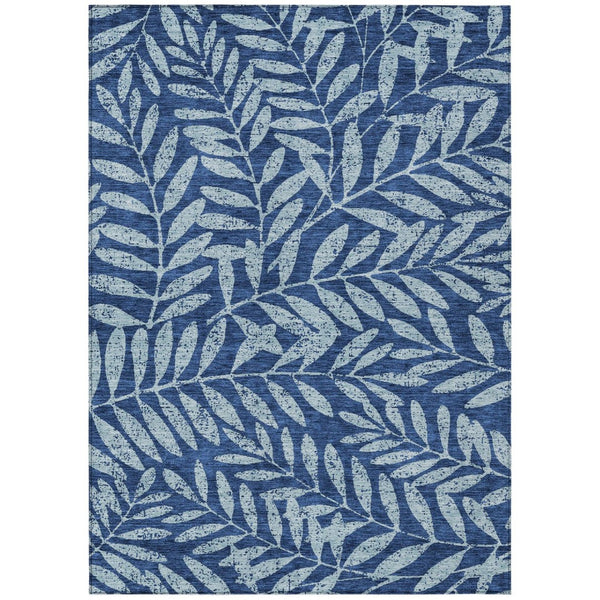 HomeRoots 9' Navy and Light Blue Floral Indoor Outdoor Area Rug - Durable, Washable, Perfect for Any Space 9' X 12' 593526