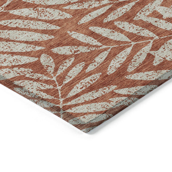 Homeroots 3' Artichoke Green And Ivory Floral Washable Area Rug For Indoor And Outdoor Spaces, Durable Design 3' X 5' Polyester 593528