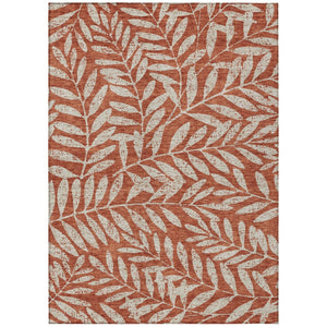HomeRoots 5' Elegant Orange and Ivory Floral Area Rug - Durable, Washable, Perfect for Indoor and Outdoor Spaces 5' X 8' 593529