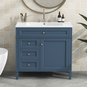 English Elm 36'' Modern Bathroom Vanity With Ceramic Sink, 2 Drawers & Tip-Out Drawer For Stylish Storage Solutions SW000119AAM-2