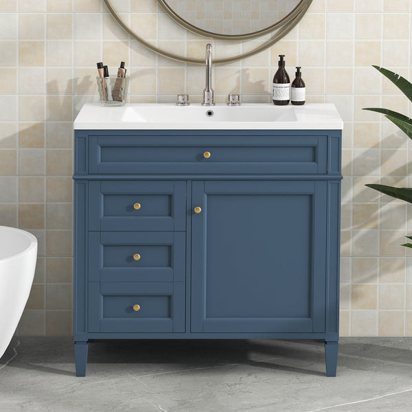 English Elm 36'' Modern Bathroom Vanity With Ceramic Sink, 2 Drawers & Tip-Out Drawer For Stylish Storage Solutions SW000119AAM-2