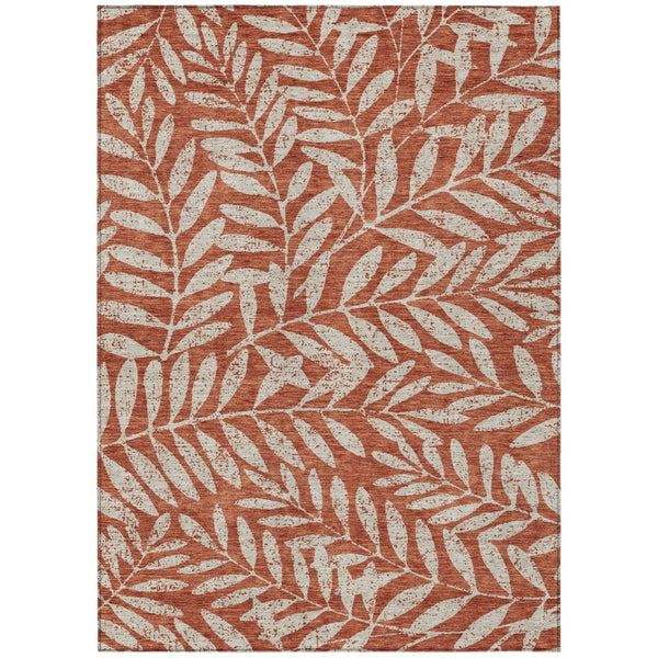 HomeRoots 5' Elegant Orange and Ivory Floral Area Rug - Durable, Washable, Perfect for Indoor and Outdoor Spaces 8' X 10' 593531