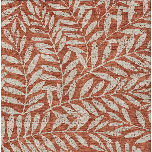 Homeroots 3' Artichoke Green And Ivory Floral Washable Area Rug For Indoor And Outdoor Spaces, Durable Design 9' X 12' Polyester 593532